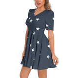 All Stars Short Sleeve Ruched Bust Flared Hem Dress - Objet D'Art