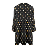earthtone polka dot print 4A V-Neck Loose Fit Dress (Model D66) - Objet D'Art