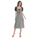 Puff Sleeve Split Thigh Midi Dress - Objet D'Art