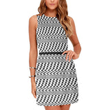 bw print A2 geometry Eos Women's Sleeveless Dress (Model D01) - Objet D'Art