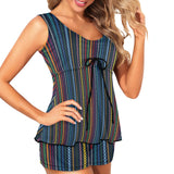 spectral andromeda print 2 Women's Vest Skirt Split Swimsuit (Model S47) - Objet D'Art
