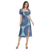 Puff Sleeve Split Thigh Midi Dress - Objet D'Art