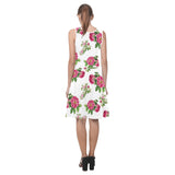 pink on white rose print Atalanta Sundress (Model D04) - Objet D'Art