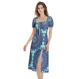 Puff Sleeve Split Thigh Midi Dress - Objet D'Art