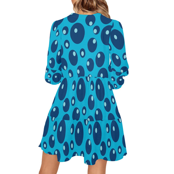 bouncy balls print 2 V-Neck Loose Fit Dress (Model D62) - Objet D'Art