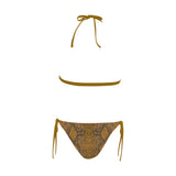 bronze snakeskin print Buckle Front Halter Bikini Swimsuit (Model S08) - Objet D'Art