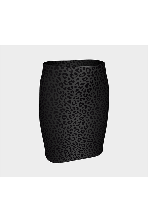 Dark Gray Leopard Print Fitted Skirt - Objet D'Art