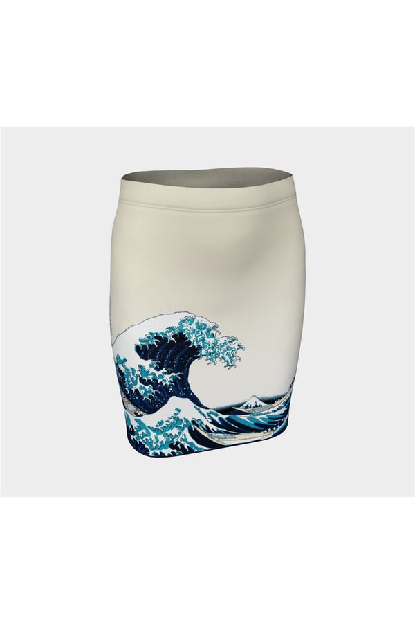 Great Wave Off Kanagawa Fitted Skirt - Objet D'Art