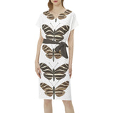 Heliconia Charitonia Batwing Sleeve Notch Neck Casual Dress with Belt - Objet D'Art