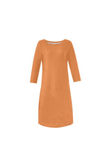 Flame Orange Rhea Loose Round Neck Dress - Objet D'Art