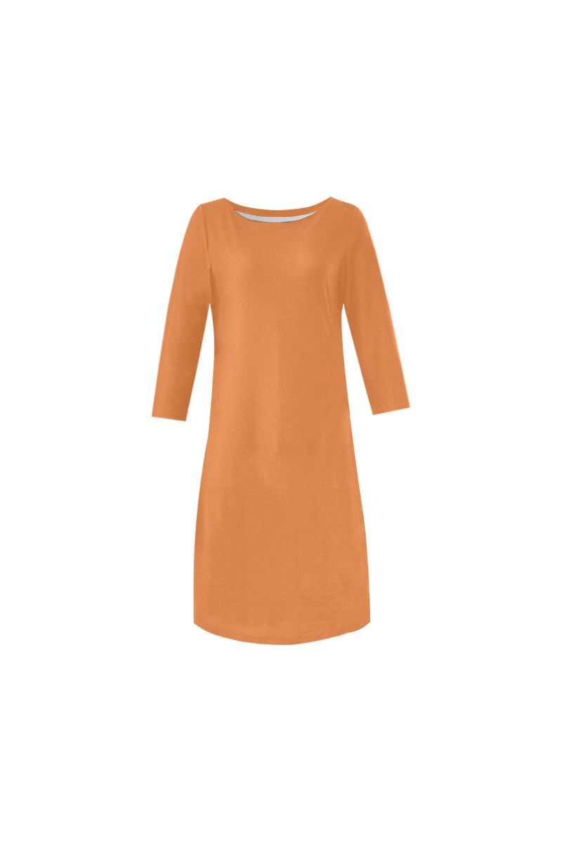 Flame Orange Rhea Loose Round Neck Dress - Objet D'Art