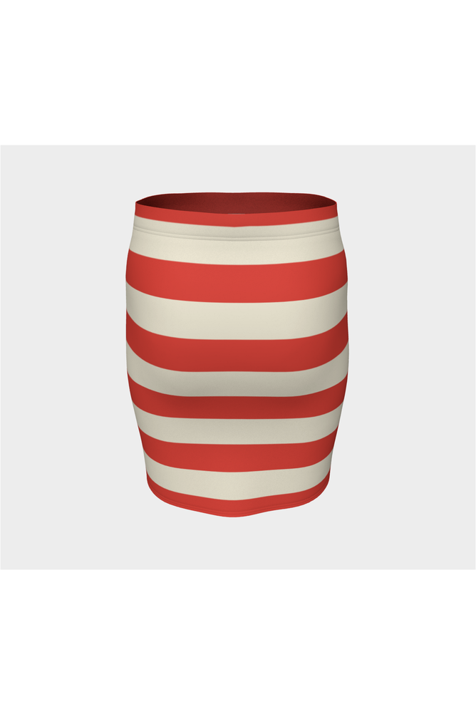 Coral Orange Striped Fitted Skirt - Objet D'Art