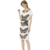 Heliconia Charitonia Batwing Sleeve Notch Neck Casual Dress with Belt - Objet D'Art