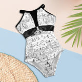 black 2 9k Women's High Neck Plunge Mesh Ruched Swimsuit (S43) - Objet D'Art