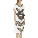 Heliconia Charitonia Batwing Sleeve Notch Neck Casual Dress with Belt - Objet D'Art