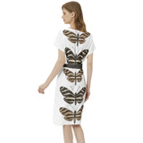 Heliconia Charitonia Batwing Sleeve Notch Neck Casual Dress with Belt - Objet D'Art