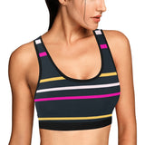 striped chained up 22 Women's All Over Print Sports Bra (Model T52) - Objet D'Art