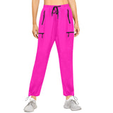 fuchsia print solid Women's Quick Dry Cargo Sweatpants (Model L65) - Objet D'Art