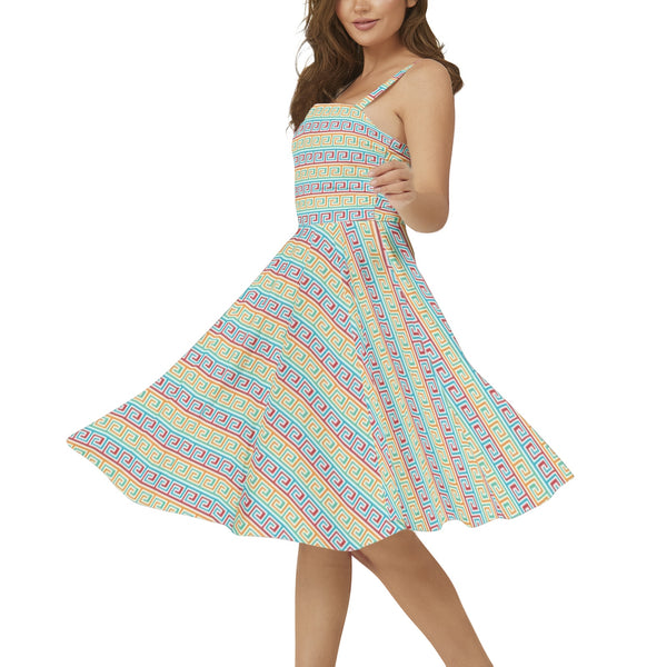 Sleeveless Square Neck Flare Hem Midi Dress - Objet D'Art