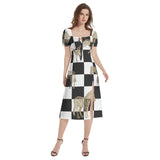 Puff Sleeve Split Thigh Midi Dress - Objet D'Art