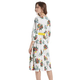 M Kemp Dahlia Boat Neck Belted Flared Dress - Objet D'Art