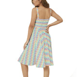 Sleeveless Square Neck Flare Hem Midi Dress - Objet D'Art