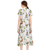 Kaleidoscope of Butterflies Drawstring Waist A-line Flared Midi Dress - Objet D'Art