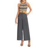 Halter Neck Buckle Belted Jumpsuit - Objet D'Art
