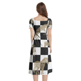 Puff Sleeve Split Thigh Midi Dress - Objet D'Art