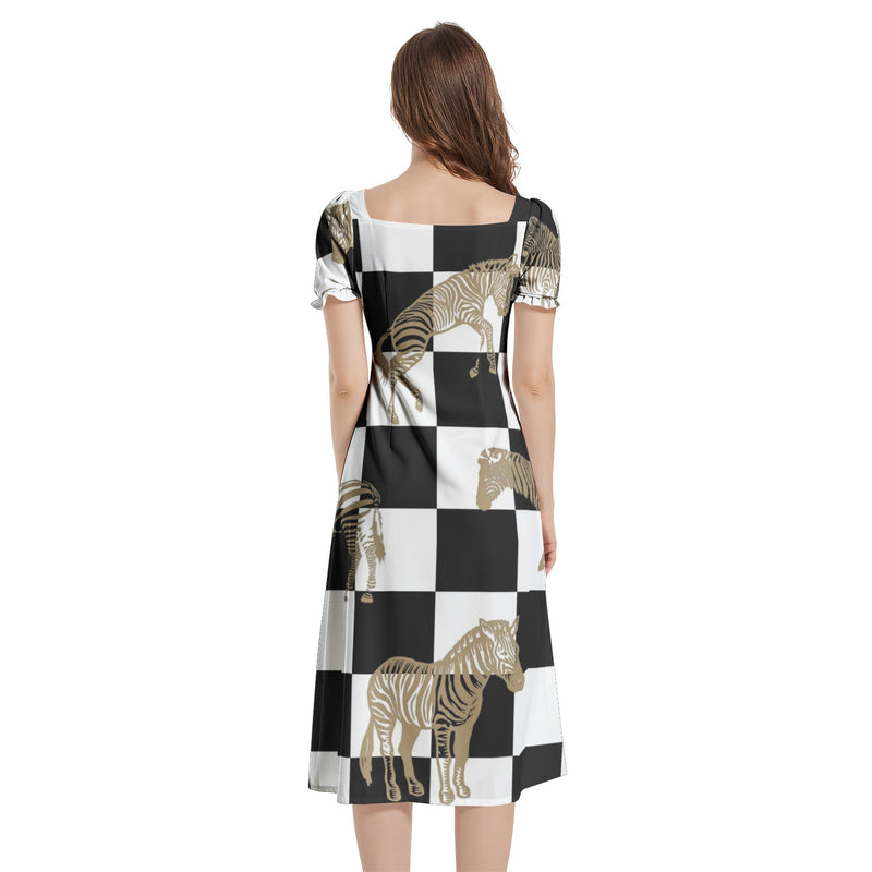 Puff Sleeve Split Thigh Midi Dress - Objet D'Art