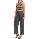 Halter Neck Buckle Belted Jumpsuit - Objet D'Art