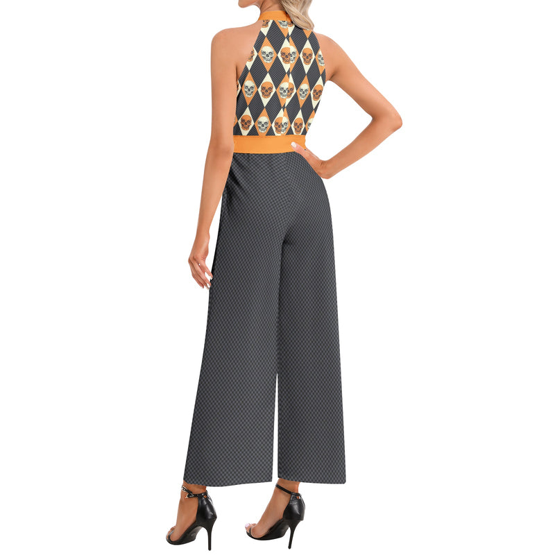 Halter Neck Buckle Belted Jumpsuit - Objet D'Art