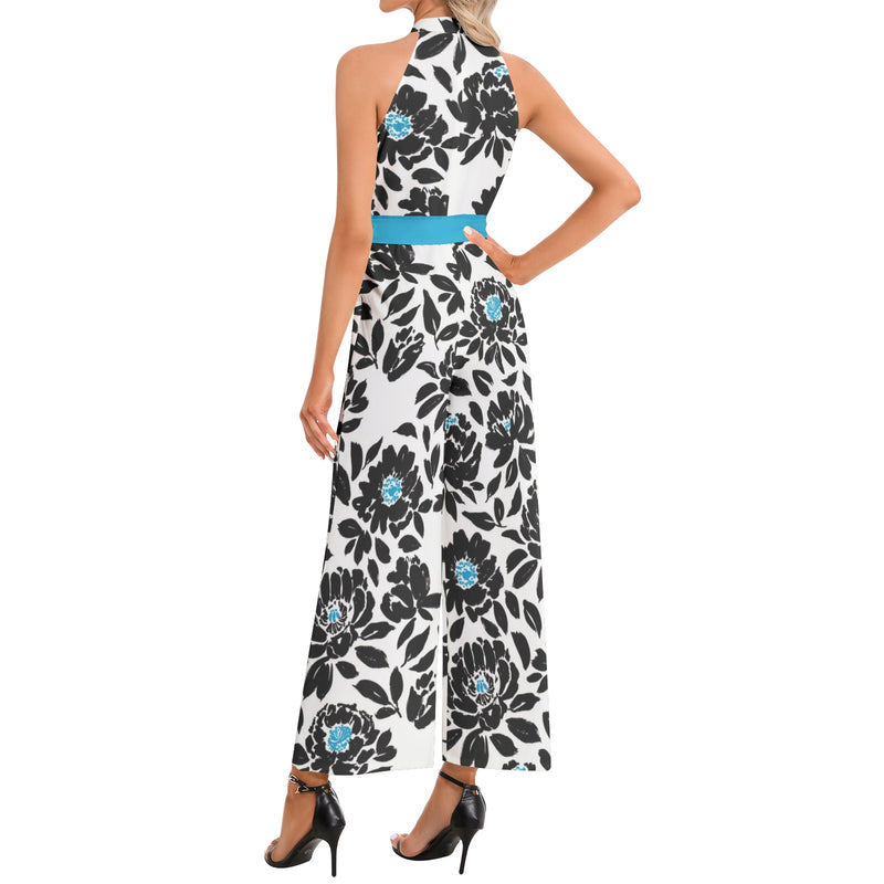 Halter Neck Buckle Belted Jumpsuit - Objet D'Art