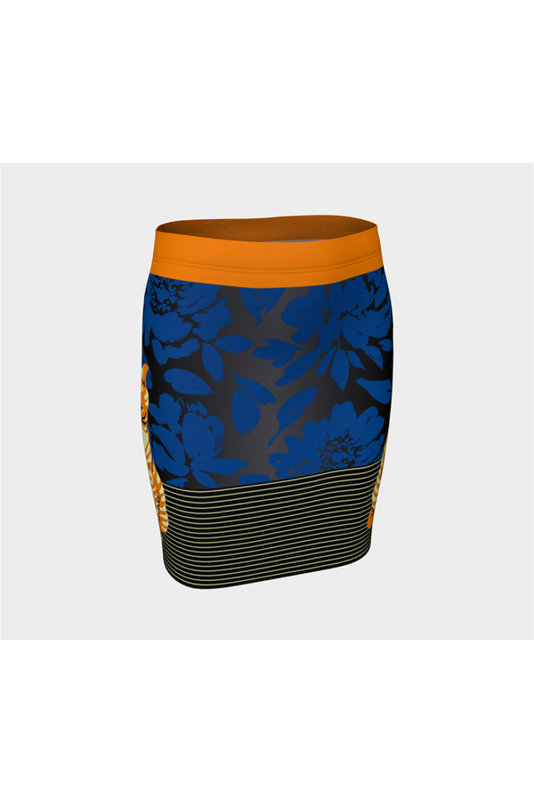 Feline in the Flowers Fitted Skirt - Objet D'Art