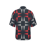 red gray black print 5A All Over Print Hawaiian Shirt for Women (Model T58) - Objet D'Art