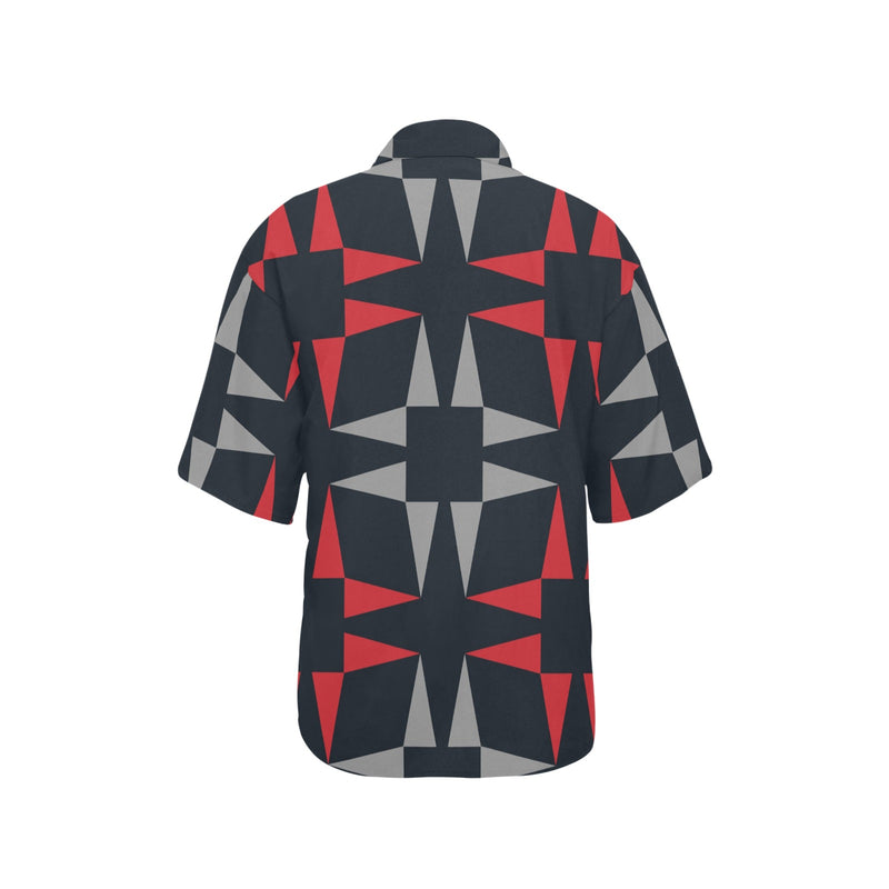 red gray black print 5A All Over Print Hawaiian Shirt for Women (Model T58) - Objet D'Art