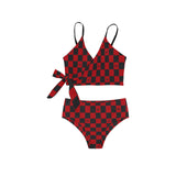 chess queen dress print 2 Knot Side Bikini Swimsuit (Model S37) - Objet D'Art