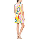 colored splat print 2 Thea Sleeveless Skater Dress(Model D19) - Objet D'Art