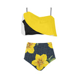 yellow flora print copy High Waisted Ruffle Bikini Set (Model S13) - Objet D'Art