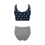 kemp logoed swimsuit gray print Chest Bowknot Bikini Swimsuit (Model S33) - Objet D'Art