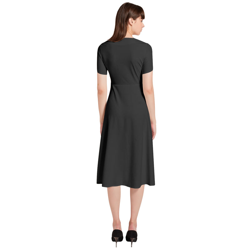 Black Puff Sleeve Button Through Dress - Objet D'Art