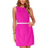 fuchsia print solid Eos Women's Sleeveless Dress (Model D01) - Objet D'Art