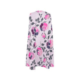 ROSE MULTICOLORED GRAY PINK PRINT 5 Sleeveless A-Line Pocket Dress (Model D57) - Objet D'Art