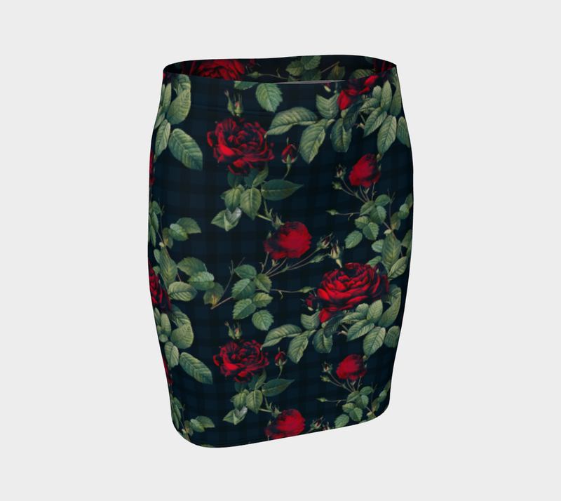 Rose Print Fitted Skirt - Objet D'Art