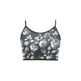 selenium gray print 1 Women's Spaghetti Strap Crop Top (Model T67) - Objet D'Art