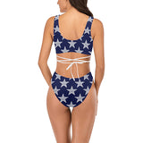big star print 2 Cross String Bikini Set (Model S29) - Objet D'Art