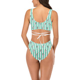 looking at you print 2 Cross String Bikini Set (Model S29) - Objet D'Art
