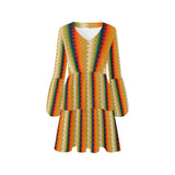 Groovy Autumn V-Neck Loose Fit Dress (Model D62) - Objet D'Art