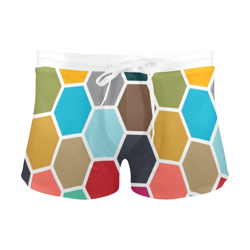 white solid print addsart Men's Swim Trunks with Zipper Pocket (Model L71) - Objet D'Art