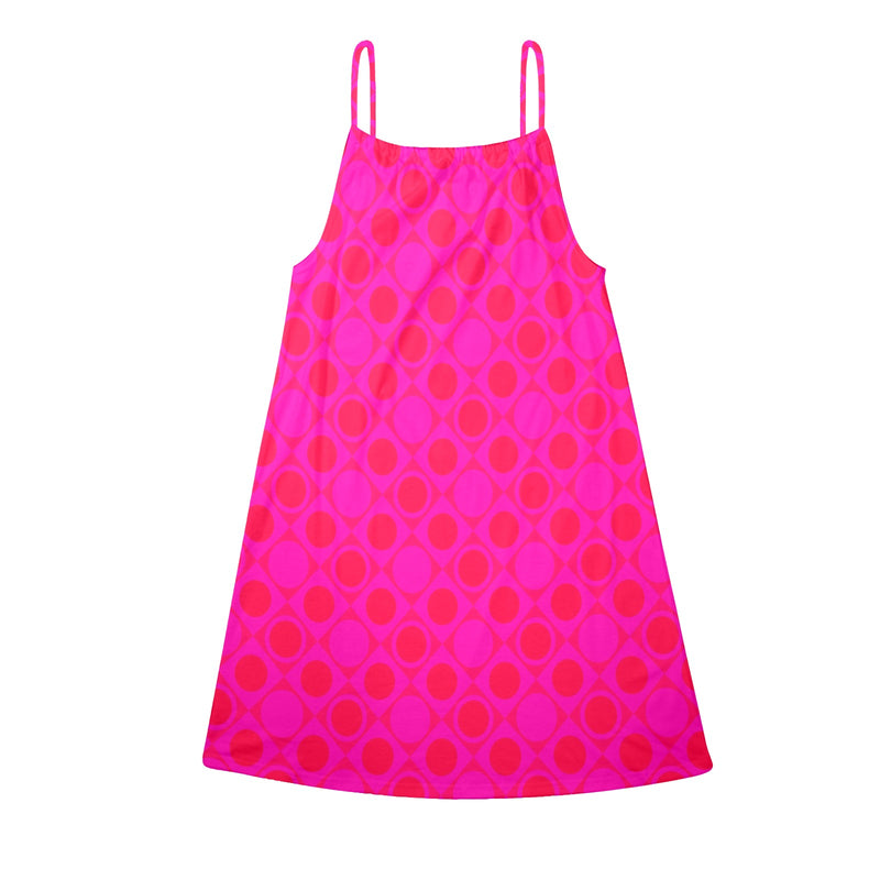 polka dot unique pattern print Drawstring Neck Sleeveless Dress (Model D68) - Objet D'Art